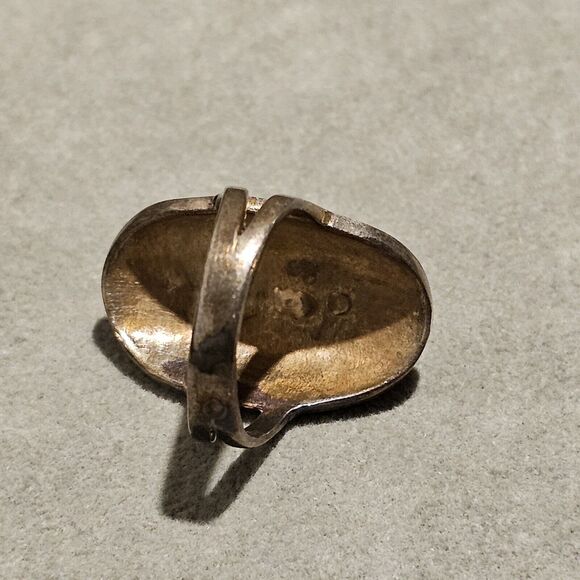 Old Pawn Turquoise c.1950s Navajo Sterling Silver Ring Size 5.5, 6.8 grams - Picture 6 of 13